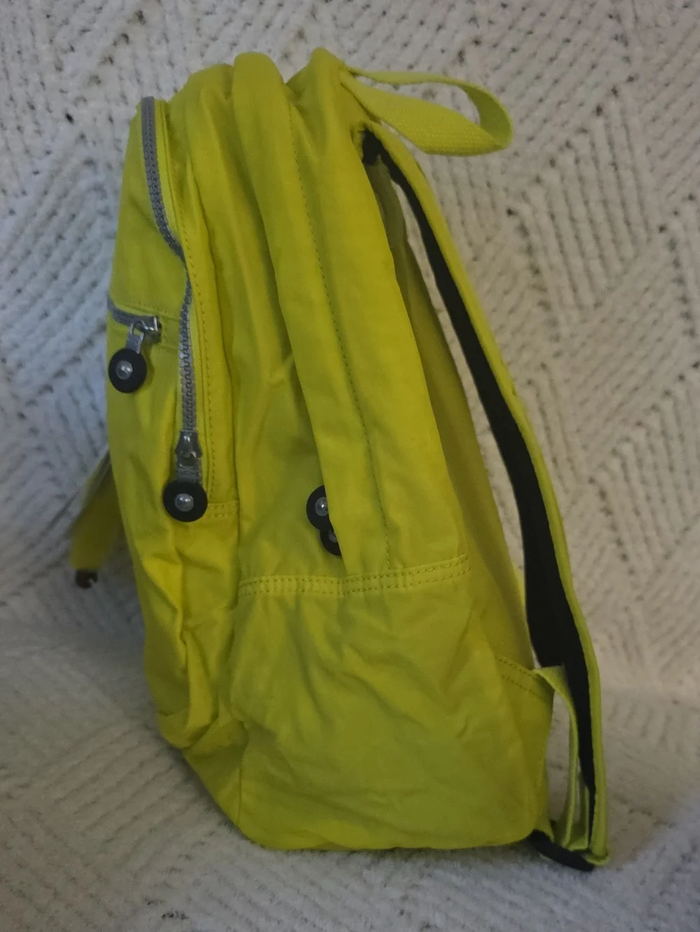 Kipling Neon Yellow Kids Backpack with Plush Monkey Charm